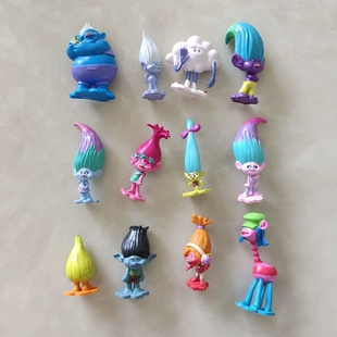 12款魔发精灵trolls公主布兰奇巨魔丑娃蛋糕装饰摆件儿童玩具礼物
