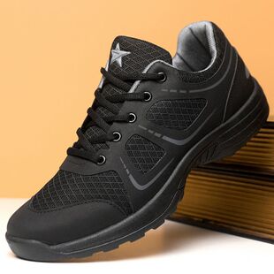 2025新式 超轻耐磨防滑黑色户外透气体能训练跑步鞋 男劳保鞋 作训鞋