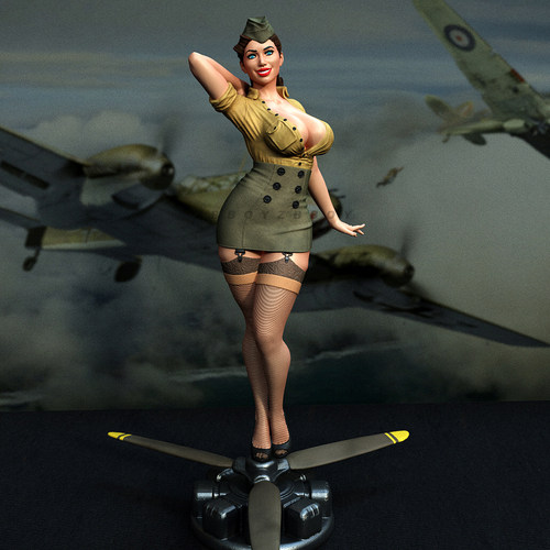 全高 38mm 50mm 75mm 二战空中女郎 树脂兵人 白模  TD-7315/3D