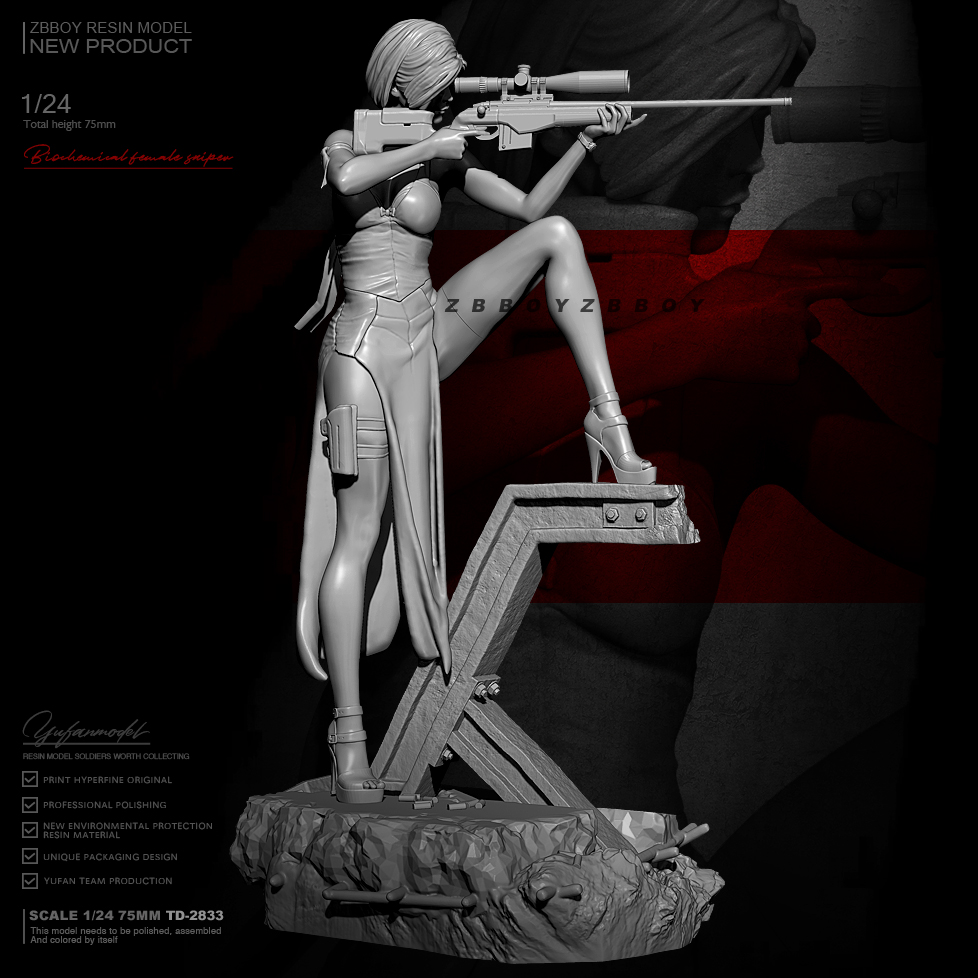 1/24 ZBBOY监制 生化2女杀手  树脂手办 女兵人 白模 TD-2833
