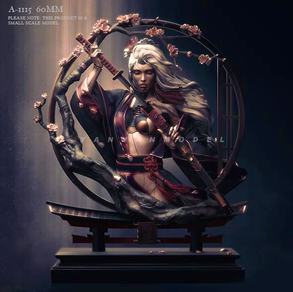 60mm 机器人刀姬半身像模型  树脂手办兵人 白模(原特)  a-1115