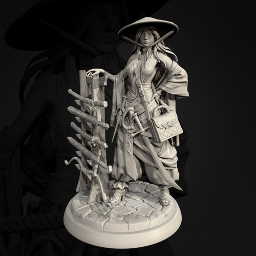 人高 38mm 50mm 75mm 江湖刀女 树脂兵人 白模 TD-7828/3D