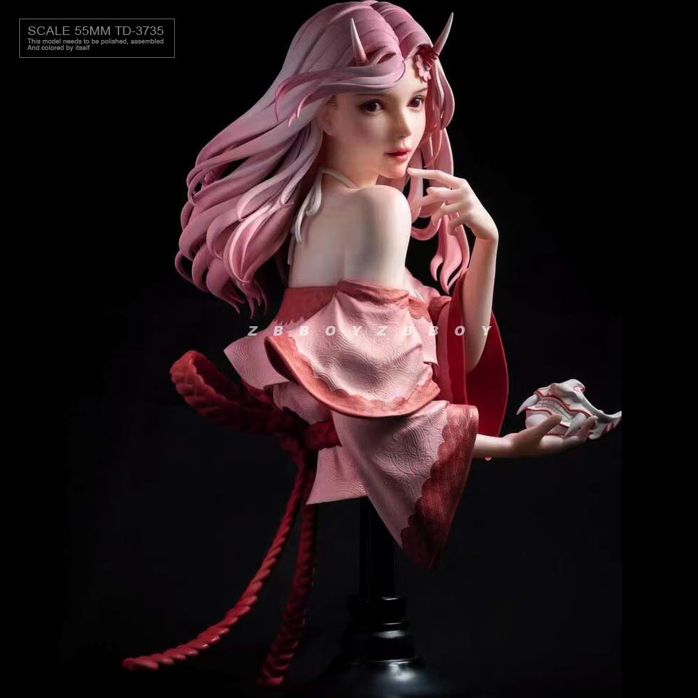 55mm zbboy监制 鬼姬胸像 树脂兵人 白模 td-3735/3d