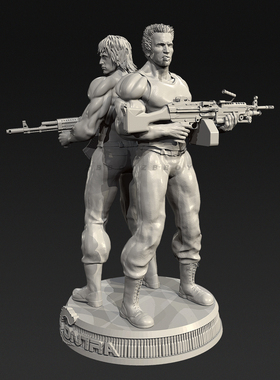 魂斗罗(双人) 人高 38mm 50mm 75mm 树脂兵人白模  TD-7656/3D