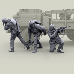 1/35 二战欧洲兵人(3人套装)树脂兵人 白模 A-2178
