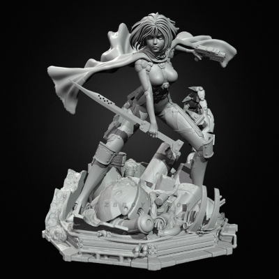 全高 50mm 75mm 90mm 机械女侠  树脂兵人 白模  TD-7301/3D