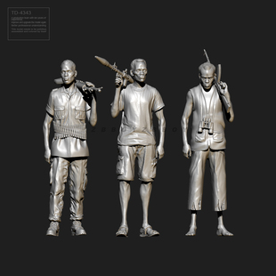 1/35 50mm ZBBOY监制 民兵武装人员 树脂兵人 白模 TD-4343/3D