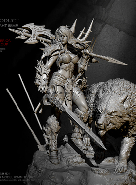 H85mm ZBBOY监 狼族女首领(大比例)  树脂 女兵人白模 TD-2677