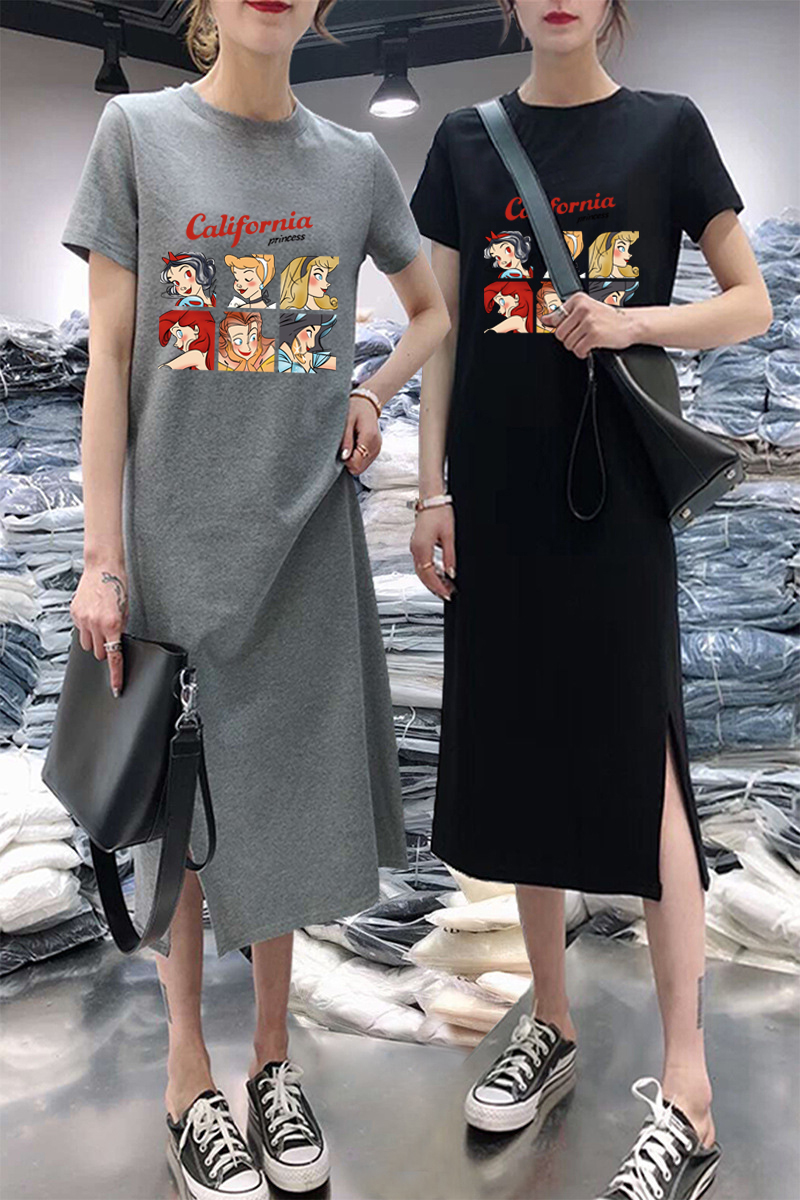 夏季短袖连衣裙大码长款t恤裙子