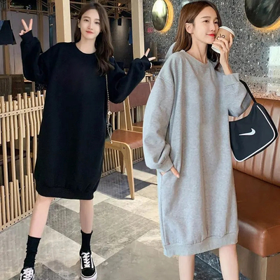 胖MM大码减龄中长款卫衣女