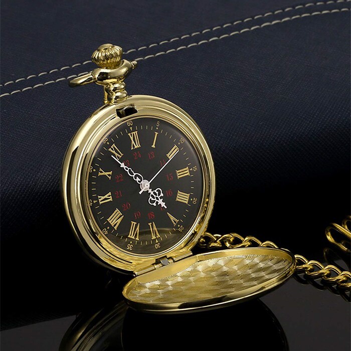 复古男女翻盖怀表光面马甲链子表