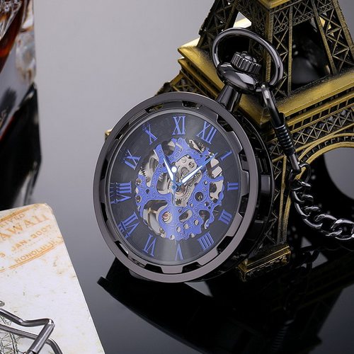 创意罗马数字吊坠机械老人怀表