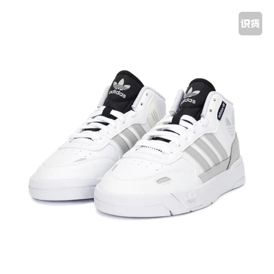 阿迪达斯舒适百搭中帮板鞋男女同款白灰银GX0823广东cj仓,运动鞋new,运动休闲鞋,淘宝优惠券,粉丝福利购,淘宝优惠卷