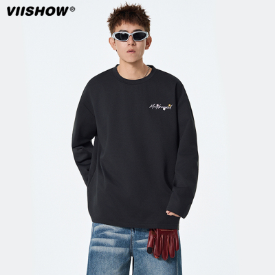 VIISHOW手写花卉刺绣长袖T恤