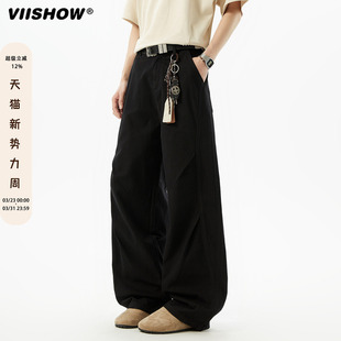 潮牌宽松直筒阔腿高街长裤 男生2026年春季 弯刀休闲裤 VIISHOW美式