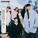 VIISHOW美式 上衣 复古纯色卫衣外套男女秋新款 宽松连帽拉链开衫