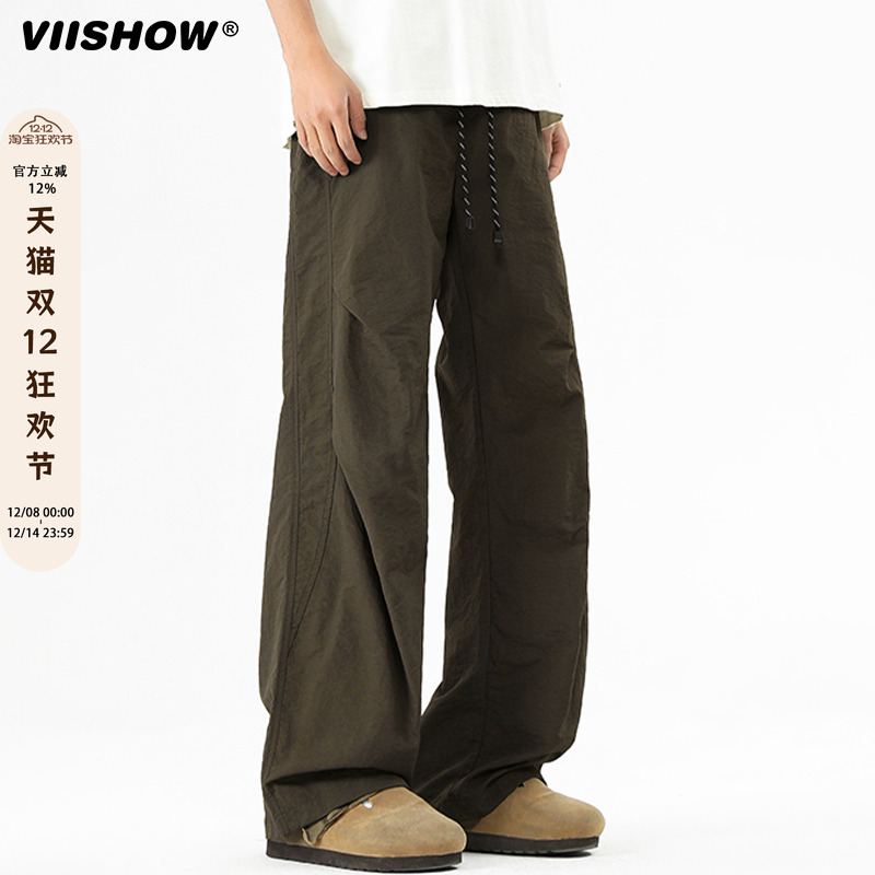 VIISHOW休闲裤男款2025新款日系潮牌宽松阔腿百搭个性直筒工装裤