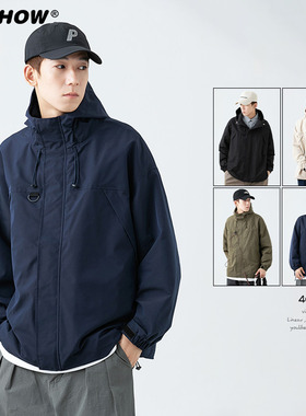 VIISHOW外套男春季日系宽松连帽上衣休闲防风冲锋夹克情侣工装夹
