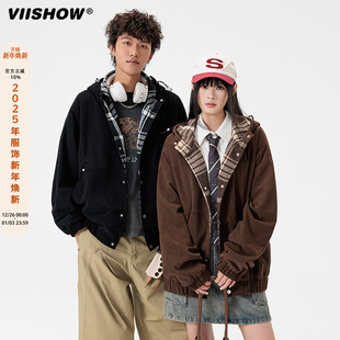 外套 解构工装 VIISHOW美式 重磅宽松帆布连帽夹克男女潮牌boxy短款