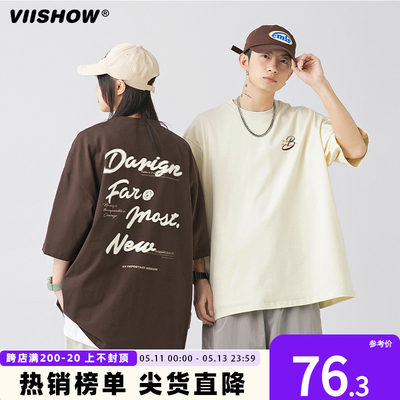 VIISHOW潮牌宽松短袖T恤男