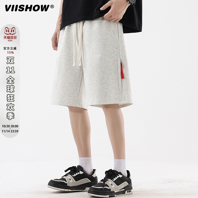 VIISHOW重磅运动短裤男2025夏季宽松直筒休闲五分裤子透气篮球裤