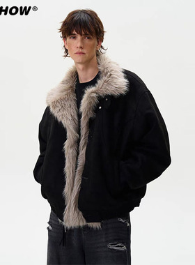 VIISHOW复古做旧座山雕加厚棉服男女宽松解构磨毛高级感毛领外套