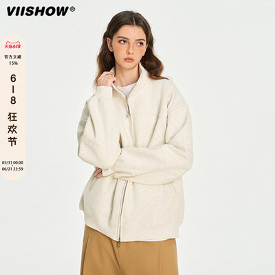 VIISHOW立领美式开衫卫衣男新款秋装上衣双拉链外套运动休闲情侣