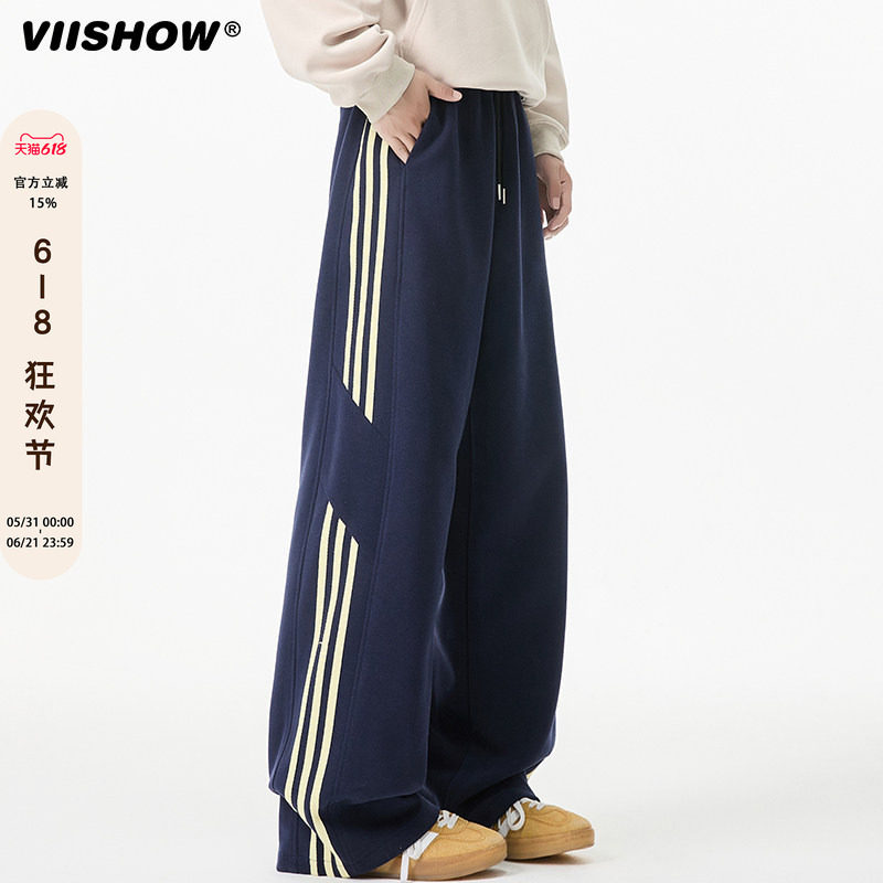 VIISHOW潮牌卫裤男士春季2026新款宽松直筒阔腿青少年运动休闲裤