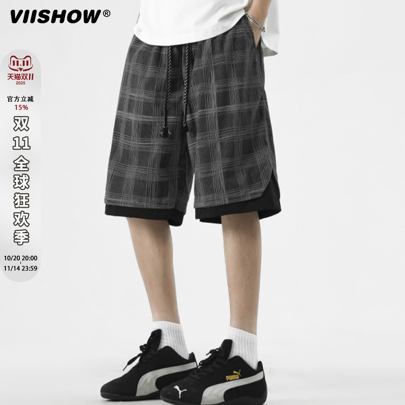 VIISHOW山系户外立体大口袋运动五分裤男女夏季潮牌宽松百搭短裤