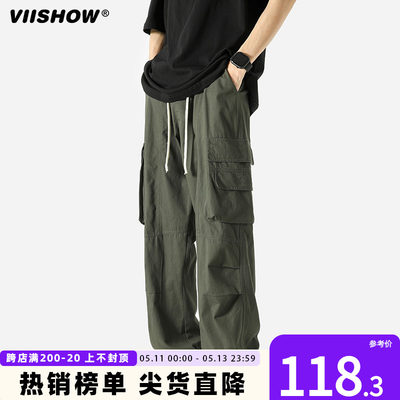 VIISHOW复古美式多口袋工装裤男