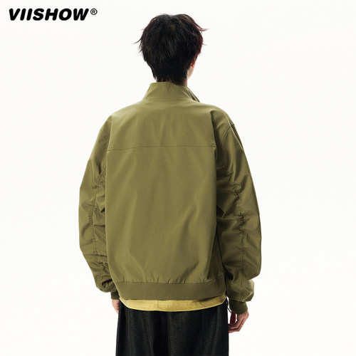VIISHOW情侣装美式cleanfit翻领工装飞行服夹克潮牌棒球服外套男