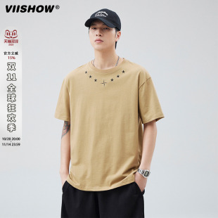 VIISHOW简约新款 t恤男ins潮流宽松情侣夏休闲内搭体恤上衣服 短袖