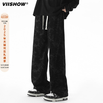 VIISHOW美式复古灯芯绒裤子男秋款设计感潮牌炸街宽松直筒长裤子