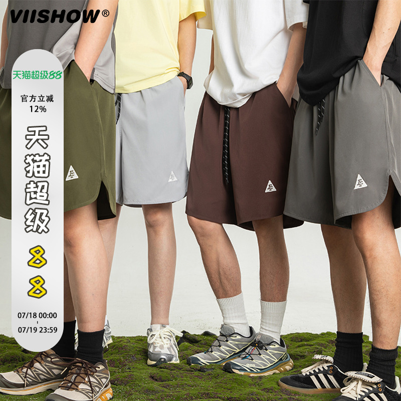 VIISHOW美式短裤男2025夏季宽松篮球潮牌刺绣户外中裤休闲五分裤