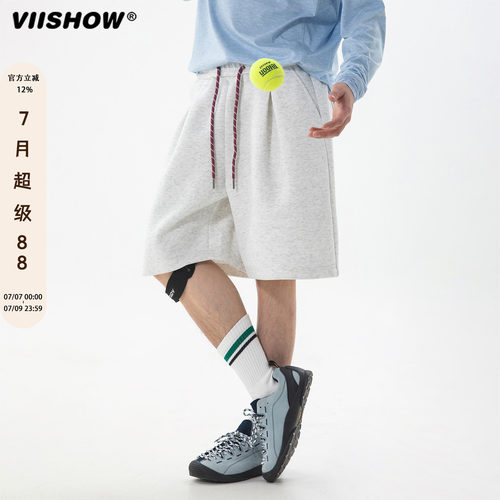 VIISHOW夏季运动休闲透气短裤高街潮牌复古中裤抽绳宽松五分裤男