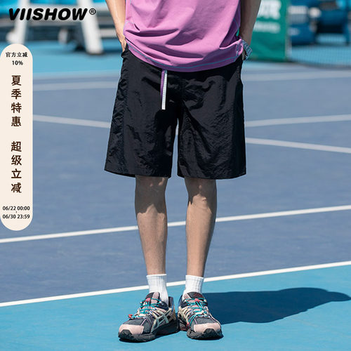 VIISHOW夏季美式短裤男士夏薄款运动户外冰丝速干五分休闲中裤子