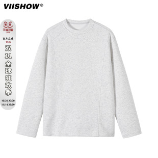 宽松情侣百搭上衣 T恤男女秋季 VIISHOW美式 潮牌解构拼接圆领长袖