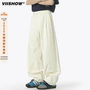 宽松直筒阔腿休闲弯刀裤 VIISHOW美式 新款 男秋季 褶皱垂感伞兵西裤
