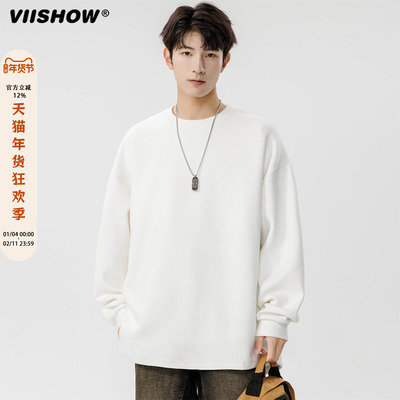 VIISHOW美式套头卫衣男秋季cleanfit圆领打底衫百搭内搭长袖T恤
