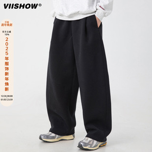 春秋宽松直筒松紧腰休闲弯刀裤 VIISHOW潮牌重磅卫裤 男2025新款