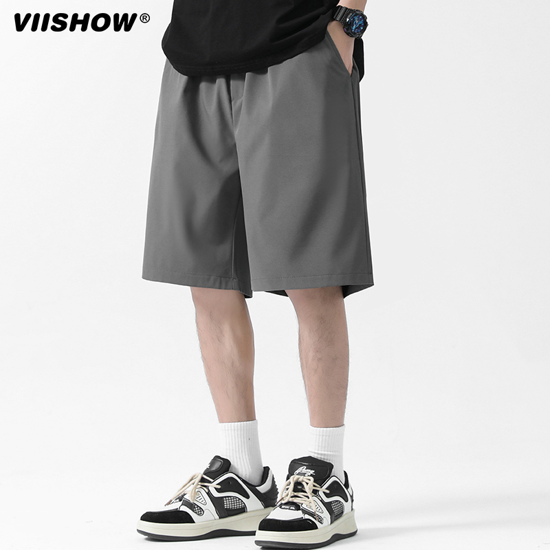 VIISHOW男士冰丝短裤夏季男款薄运动裤子外穿休闲五分裤卡其裤衩