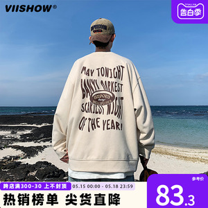 VIISHOW麂皮绒美式复古卫衣男
