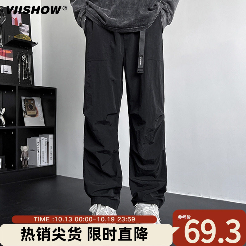 VIISHOW美式降落伞兵工装裤男春秋季潮牌宽松九分休闲登山长裤子高性价比高么？