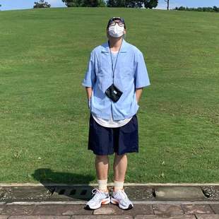 日系简约纯色复古沙滩休闲裤 cityboy宽松短裤 防水速干 Daily