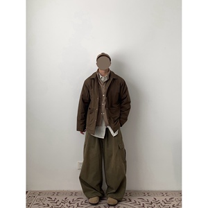 Daily 1|格纹拼接假两件棉服 日系复古宽松立领棉衣冬季加厚外套