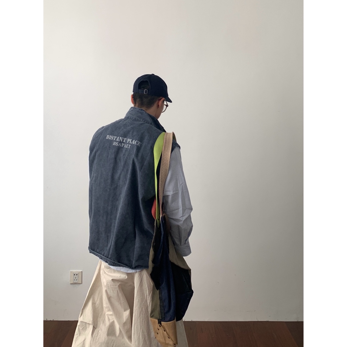 Daily1古着感印花工装马甲