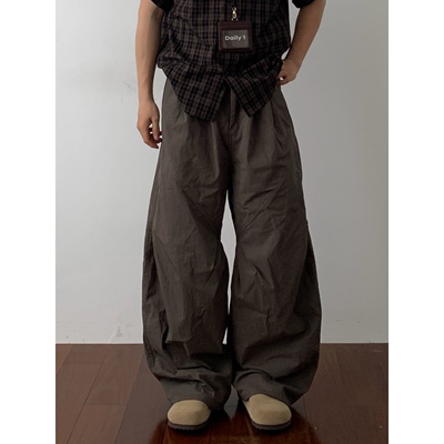 Daily 1|堆积褶皱直筒裤日系复古宽松显瘦工装裤薄款透气休闲长裤