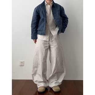 Daily 1|法工蓝刺绣工装夹克街头风宽松廓形上衣水洗翻领外套男潮