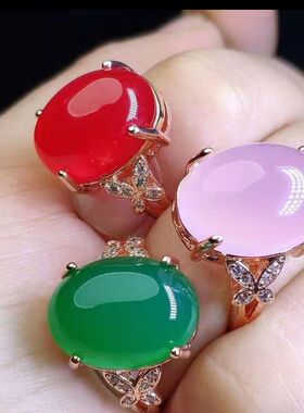 戒指银子镶嵌玛瑙玉髓