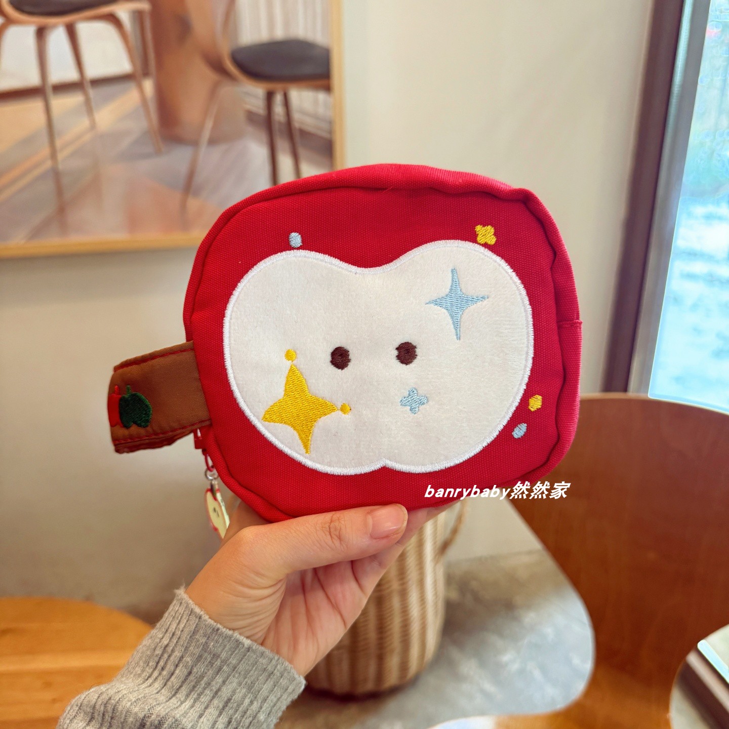 韩系刺绣苹果收纳包大容量便携化妆包多功能拍立得ccd相机包手拎